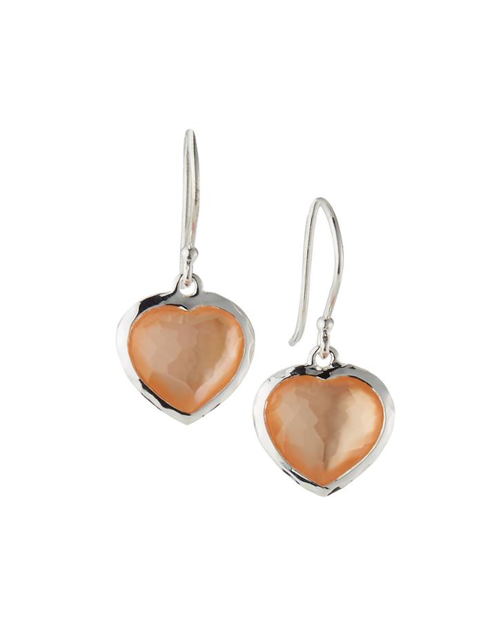 Wonderland Small Heart Wire Earrings In Blush