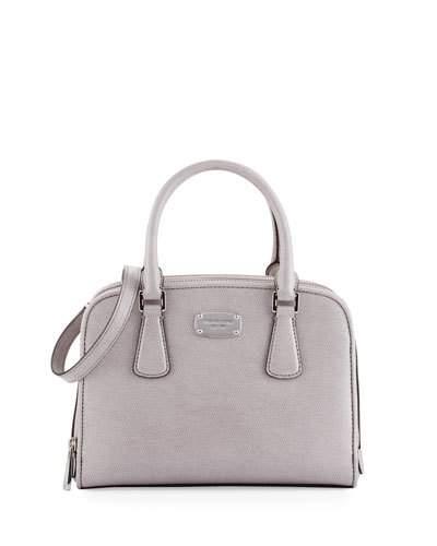Reese Medium Leather Satchel Bag, Pearl Gray