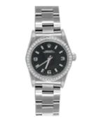 Pre-owned Men's 31mm Oyster Perpetual Watch With Diamond Bezel, Black/silver
