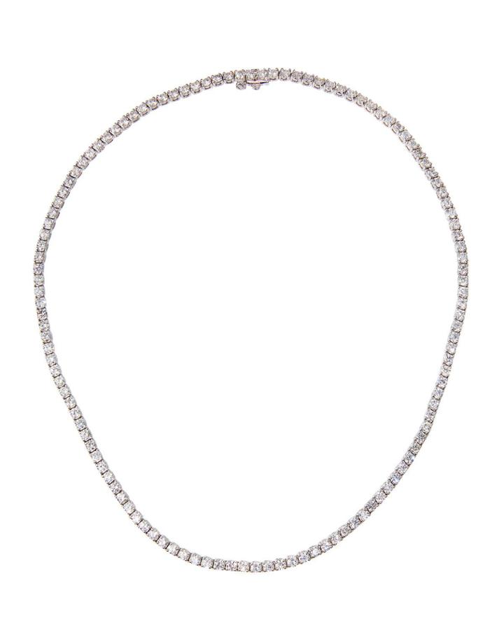 18k White Gold 4-prong Diamond Tennis Necklace