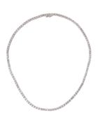 18k White Gold 4-prong Diamond Tennis Necklace