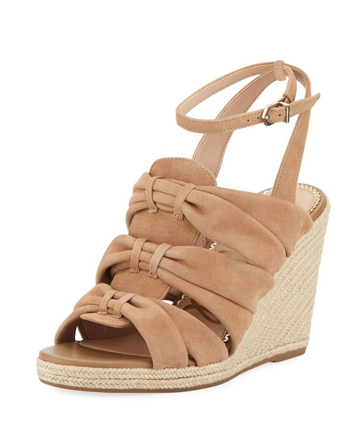 Awan Gathered-suede Espadrille Wedge