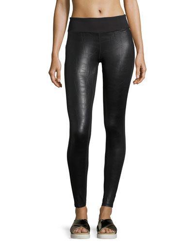 Hayden Shiny Sport Leggings, Black