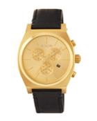 39mm Time Teller Chrono Leather Watch, Golden/black
