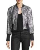 Metallic Floral Burnout Bomber Jacket