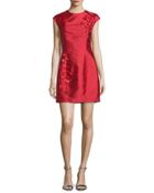 Cap-sleeve Embellished Cocktail Dress, Raspberry