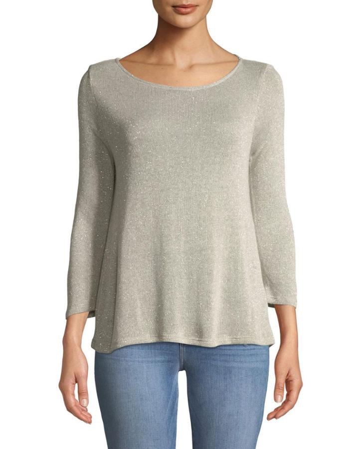 3/4-sleeve Shimmer Knit