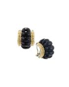 Caviar Rouche Large Fluted Agate J-hoop Earrings