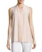 Nora Sleeveless Pleated Matte-silk Blouse,