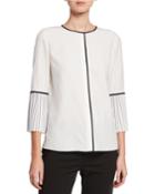 Nemy Matte Silk Blouse W/ Contrast Piping