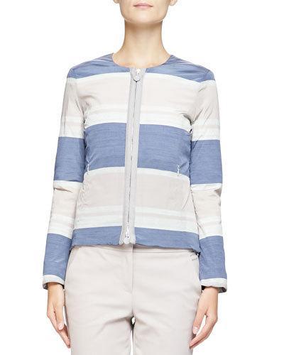 Striped Taffeta Zip Jacket