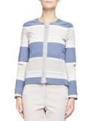 Striped Taffeta Zip Jacket