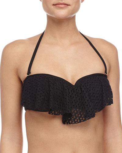 Ebony Molded Soft-cup Sweetheart Swim Top, Black