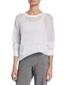 Long-sleeve Sheer Mesh Cotton Pullover