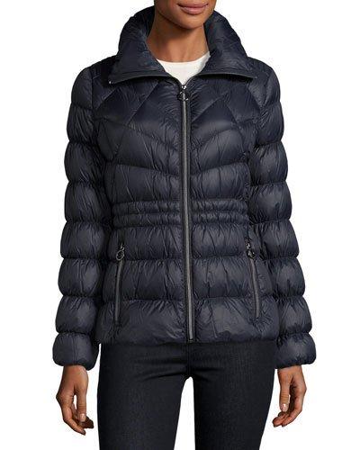 Packable Cinched-waist Puffer Jacket