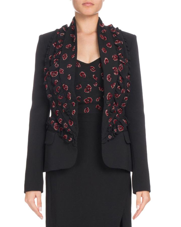 Ryder Double-lapel Single-breasted Beaded Crepe Jacket