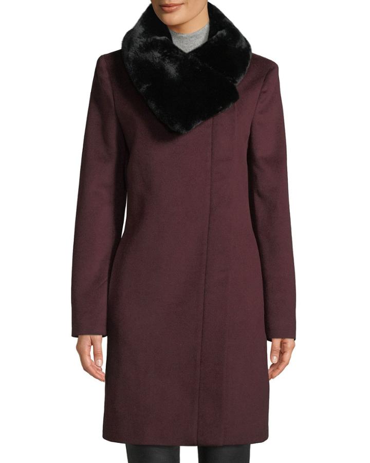 Faux-fur Collar Wool Jacket