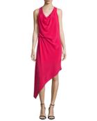 Sleeveless Asymmetric Hem Dress, Raspberry