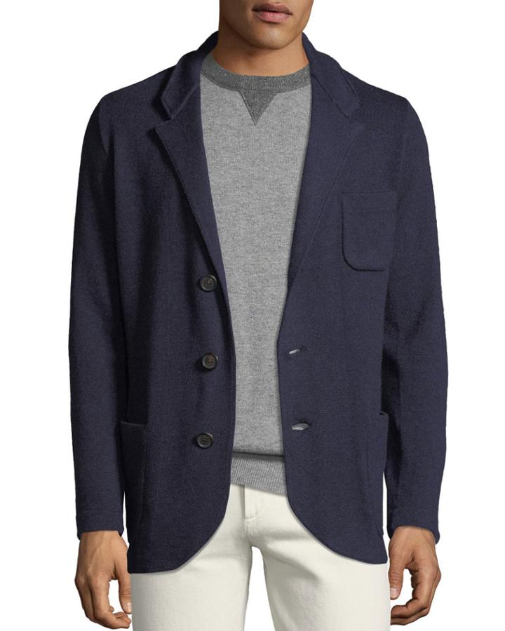 Men's Cashmere Button-front Knit Cardigan Jacket