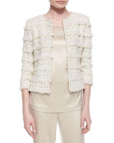 Metallic Eyelash Fringed Knit Jacket
