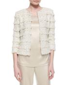 Metallic Eyelash Fringed Knit Jacket