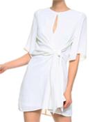 1/2 Sleeve Tie-waist Crossover Cocktail Dress