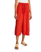 Cropped Drawstring Cotton Culottes