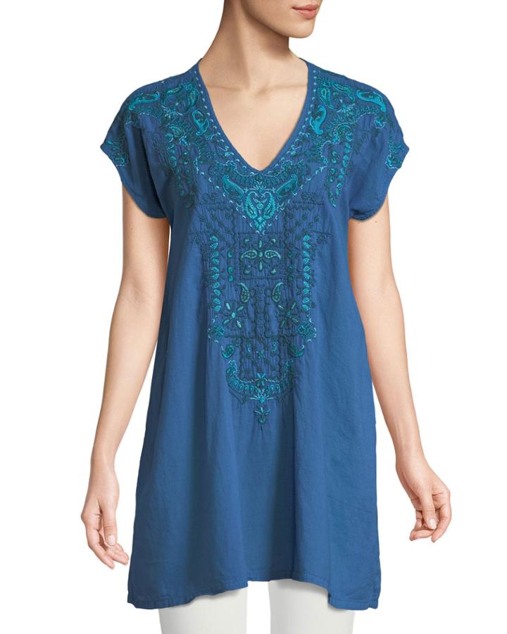 Eros Embroidered V-neck Tee