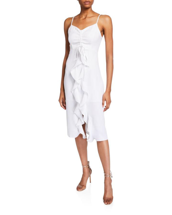 Ruched Ruffle-front Dress