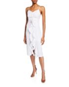 Ruched Ruffle-front Dress