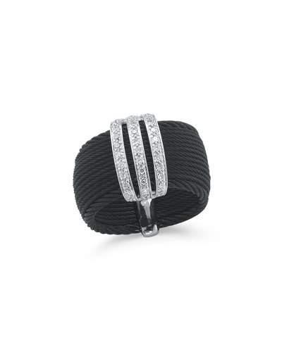 18k Stacked Multi-row Diamond Cable Ring,