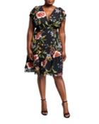 Plus Size Floral Crossover Dress