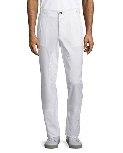 Flat-front Cotton Pants, Off White