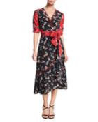 Blaire Floral-print Silk Short-sleeve Wrap Dress