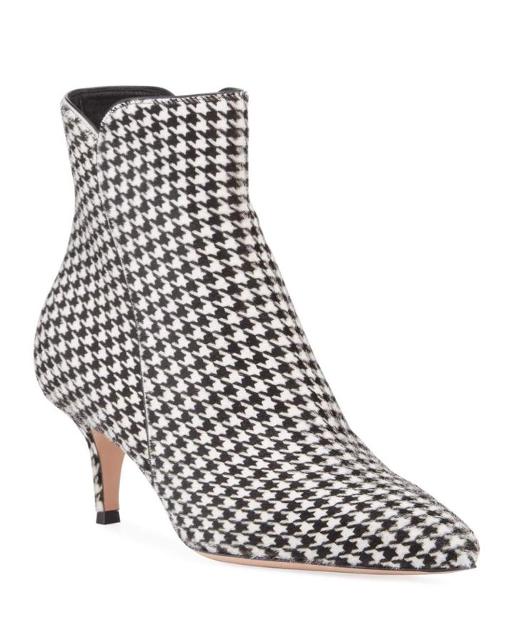 Levy Houndstooth Kitten-heel Booties