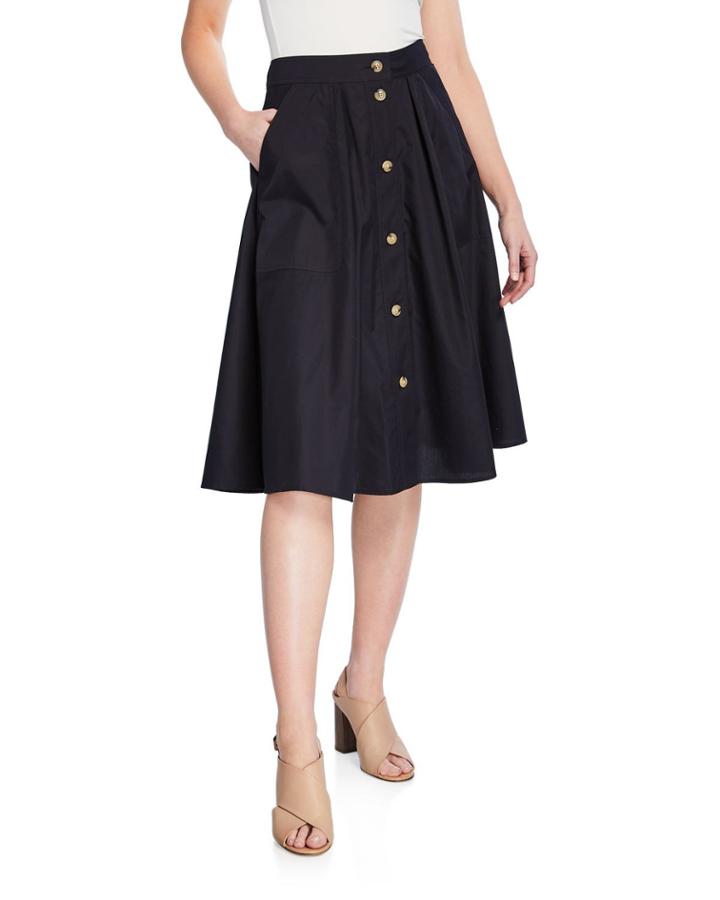 Midi Button-front A-line Cotton