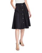 Midi Button-front A-line Cotton