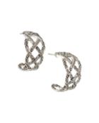 Woven Hoop Earrings W/ Diamonds