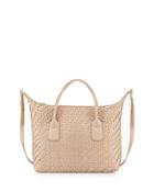 Lena Large Woven Leather Satchel Bag,