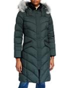 Puffer Coat With Insert Bib With Faux Fur Hood
