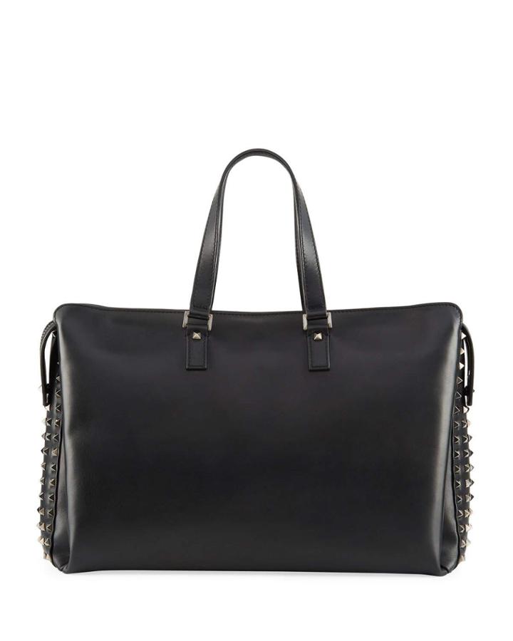 Men's Rockstud Leather Tote Bag