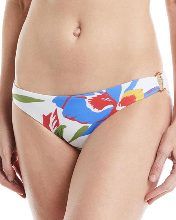 Floral-print Hipster Swim Bikini Bottoms With Ring Detail