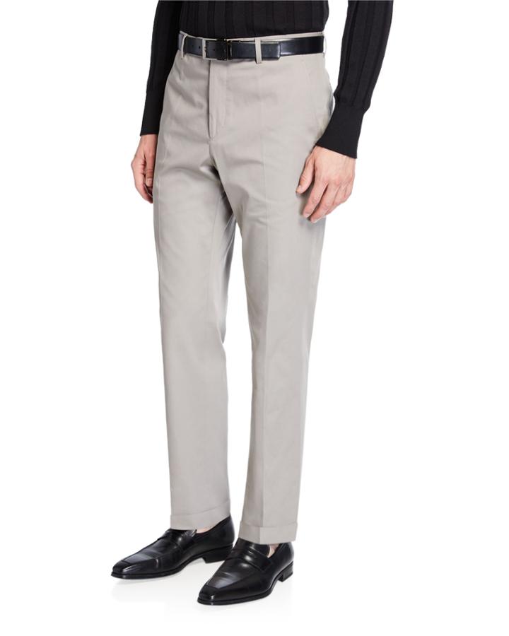 Men's Gabardine Straight-leg Dress Pants