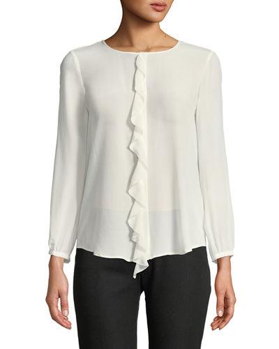 Nevara Long-sleeve Blouse With Ruffle