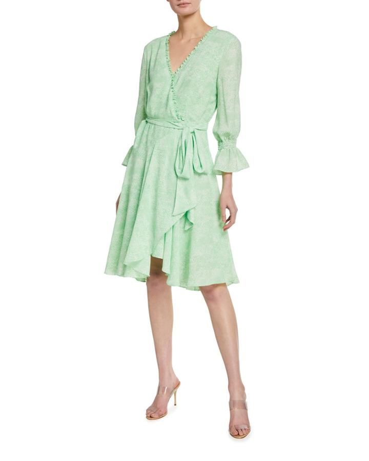 Snake-print Faux-wrap Dress
