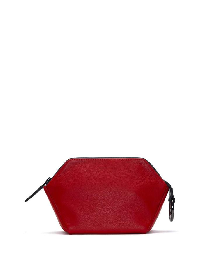 Zip-top Leather Cosmetics Bag