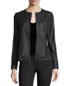 Lambskin & Ponte Zip-front Jacket