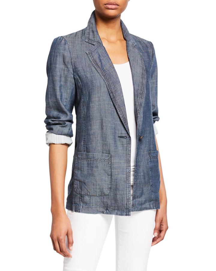 Alexsia Striped-cuff Chambray Jacket