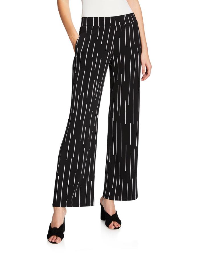 Broken Striped Wide-leg Banded Pants