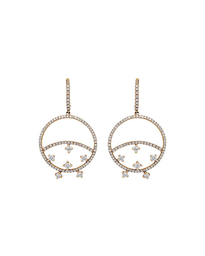 18k Rose Gold Open Diamond Hoop Earrings